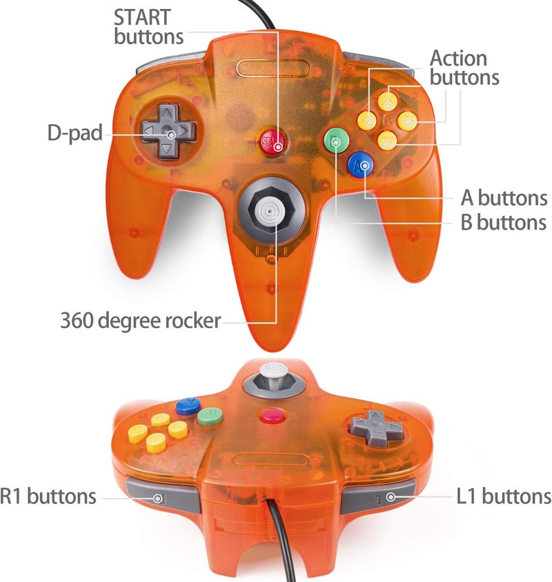 miadore 4 Pack Classic N64 Controller, Wired N64 Controllers with Upgraded Joystick for N64 Video Game System N64 Console - Image 3